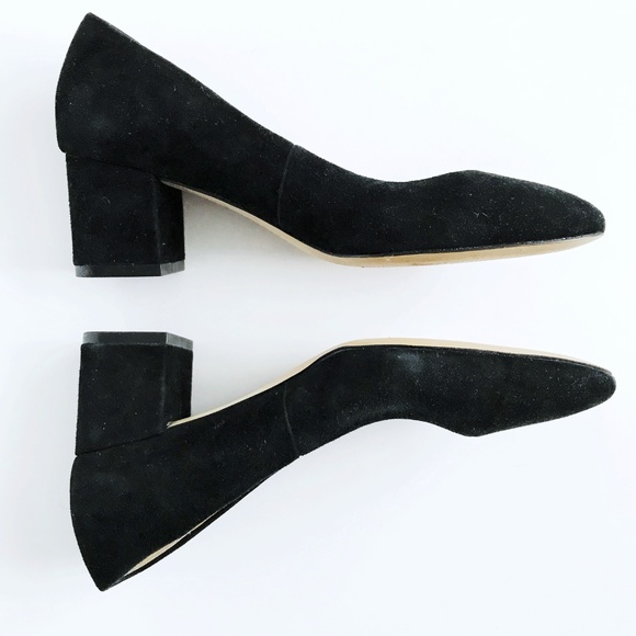SOLD🔻J. Crew Black Suede Block Heels 7 Pump - Picture 3 of 6